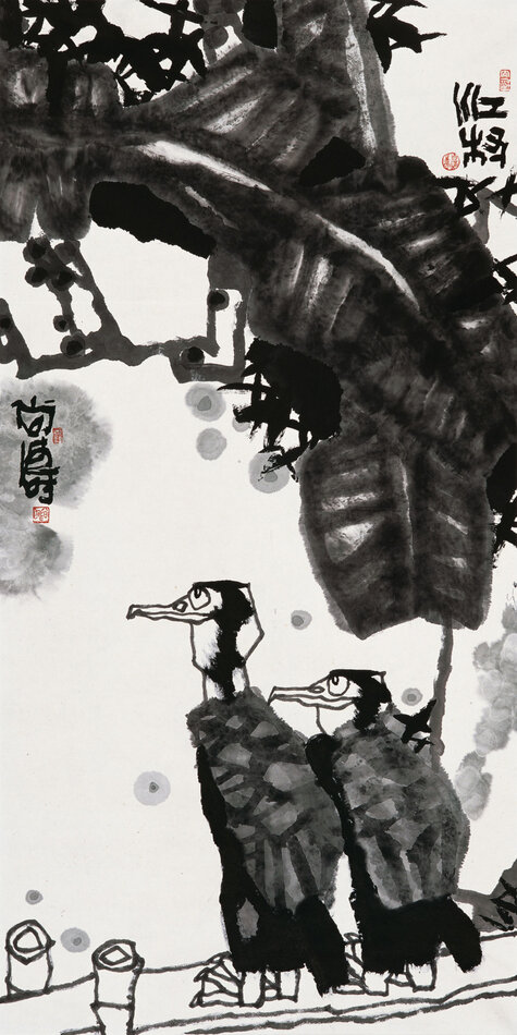 江村 138cm×68cm 纸本水墨 1998年